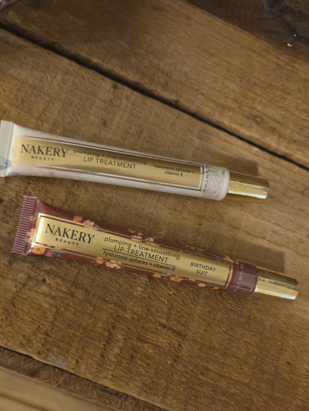 Nakery Beauty Lip Treatmnt &Plumper DUO Birthday Suit&Hyaluronic+VitE NEW Sealed